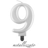 candela numero 9 argento metallizzato