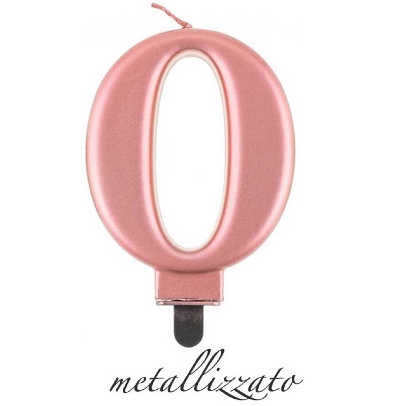 candela numero 0 rosa gold metallizzato