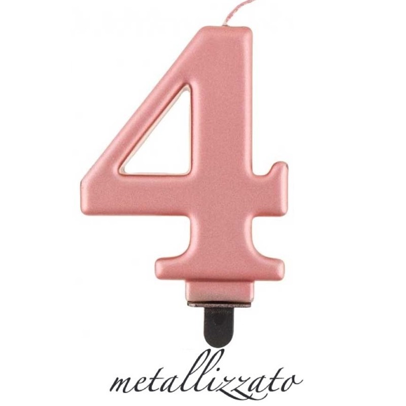 candela numero 4 rosa gold metallizzato