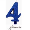 candela numero 4 blu glitterata
