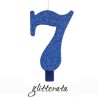 candela numero 7 blu glitterata