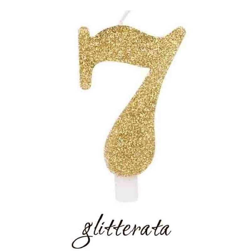 candela numero 7 oro glitter