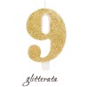 candela numero 9 oro glitter