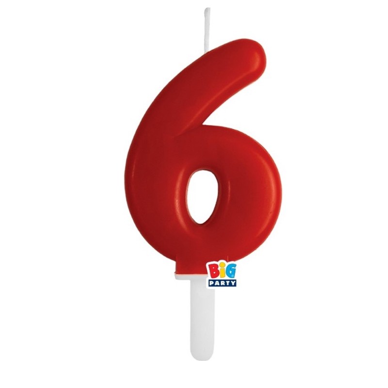 candelina numero 6 cera rossa