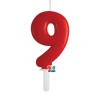 candelina numero 9 cera rossa
