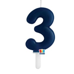 candela numero 3 blu scuro