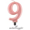 candela numero 9 rosa gold metallizzato