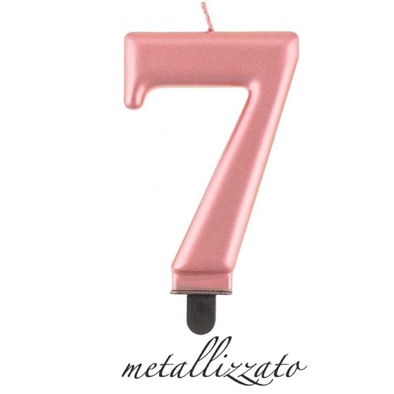 candela numero 7 rosa gold metallizzato