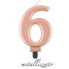 candela numero 6 rosa gold metallizzato