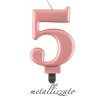 candela numero 6 rosa gold metallizzato