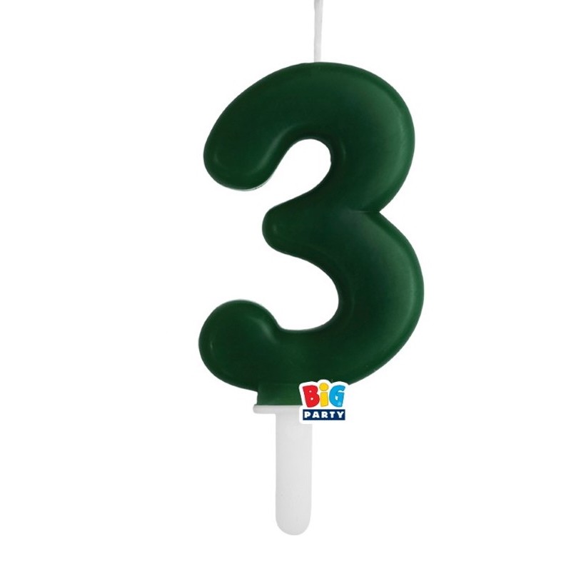 candelina numero 3 cera verde