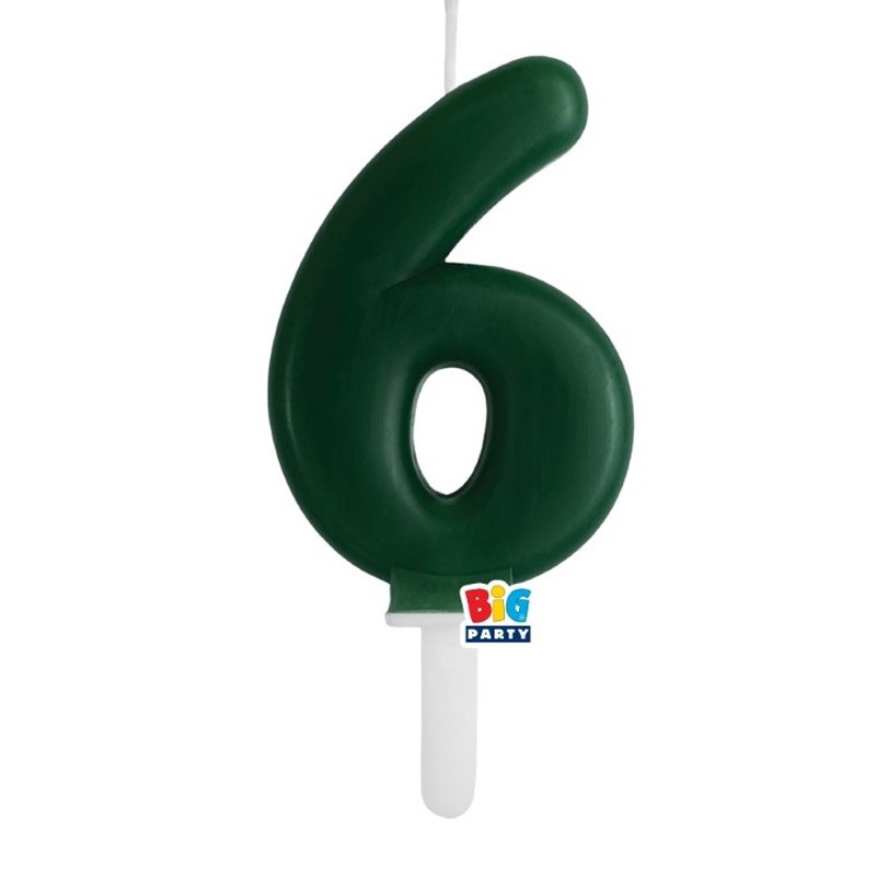 candelina numero 6 cera verde