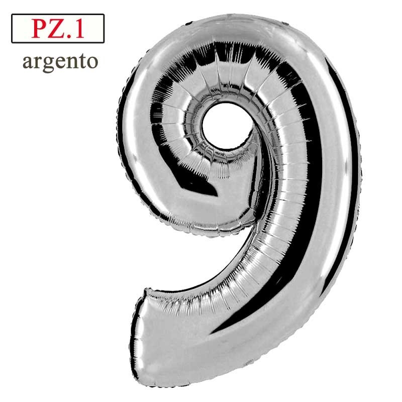palloncino numerone 9 argento maxi