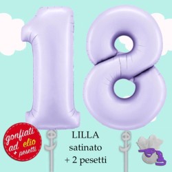 palloncini numero 18 lilla satinato elio