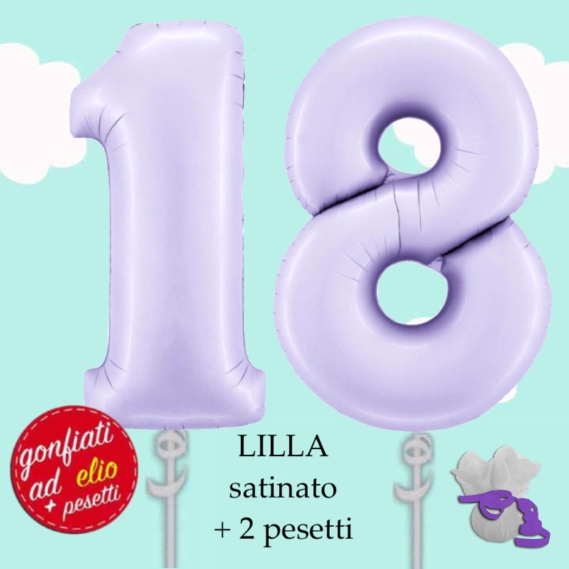 palloncini numero 18 lilla satinato elio