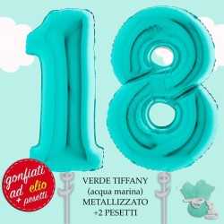 palloncini numero 18 verde Tiffany ad elio