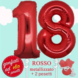 numerone 18 rosso ad elio palloncini