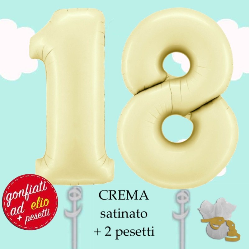 palloncino numero 18 crema satinato