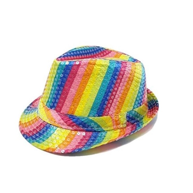 cappello paillettes arcobaleno
