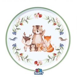 piattini carta animali del bosco cm18